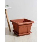 Горшок для цветов с поддоном «Квадро», 12.2 л, пластиковый, терракотовый - Фото 1