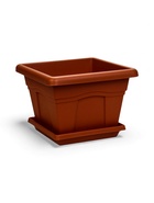 Горшок для цветов с поддоном «Квадро», 12.2 л, пластиковый, терракотовый - фото 63026431