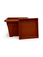 Горшок для цветов с поддоном «Квадро», 12.2 л, пластиковый, терракотовый - фото 63026434