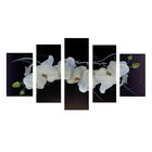 Картина модульная на подрамнике "Орхидеи на чёрном" 2-43х25, 2-58х25, 1-72х25 см, 75*135см - Фото 1