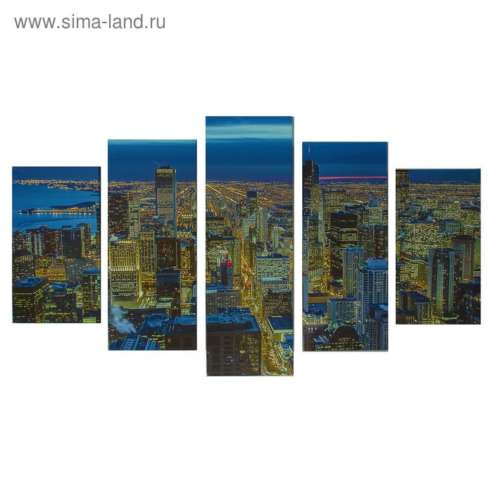 Картина модульная на подрамнике "Огни ночного города" 2-43х25, 2-58х25, 1-72х25 см, 75*135см - Фото 1