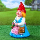 Садовая фигура "Девочка гномик с цветами", разноцветная, 30 см - Фото 2