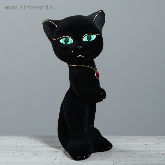 Копилка "Кошка Анжела", покрытие флок, чёрная, 25 см - Фото 1