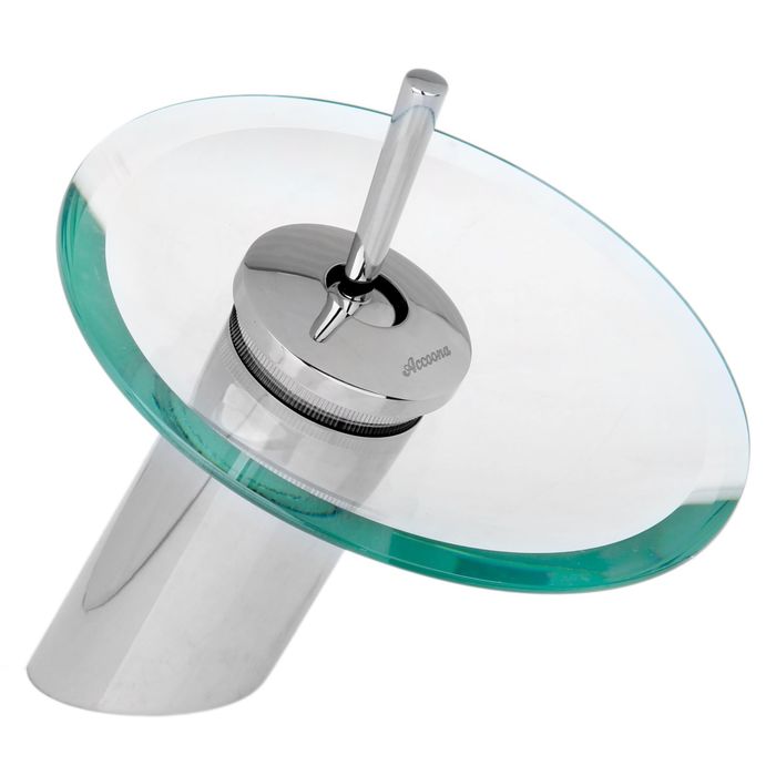 Смеситель для раковины Accoona A9090, однорычажный, водопад, стекло, хром - Фото 1