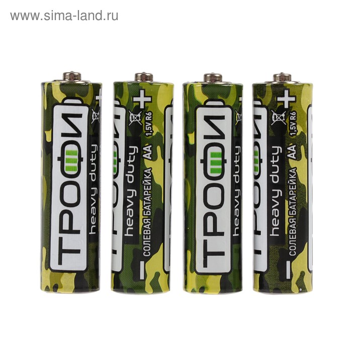 Батарейка солевая "Трофи" Heavy Duty, AA, R6-4S, 1.5В, спайка, 4 шт. - Фото 1