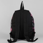 Рюкзак молодёжный "Лилии", 1 отдел, 1 наружный карман, чёрный/-розовый - Фото 3