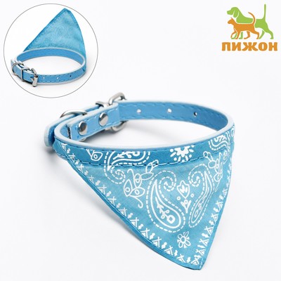 Ошейник с косынкой 32 х 1 см, ОШ 22-28, голубой