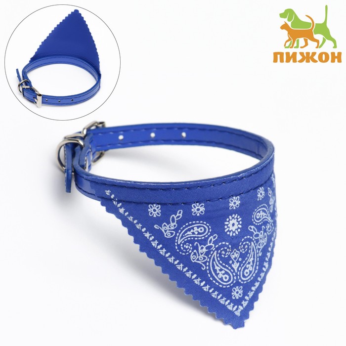 Ошейник с косынкой 32 х 1 см, ОШ 22-28, синий - Фото 1