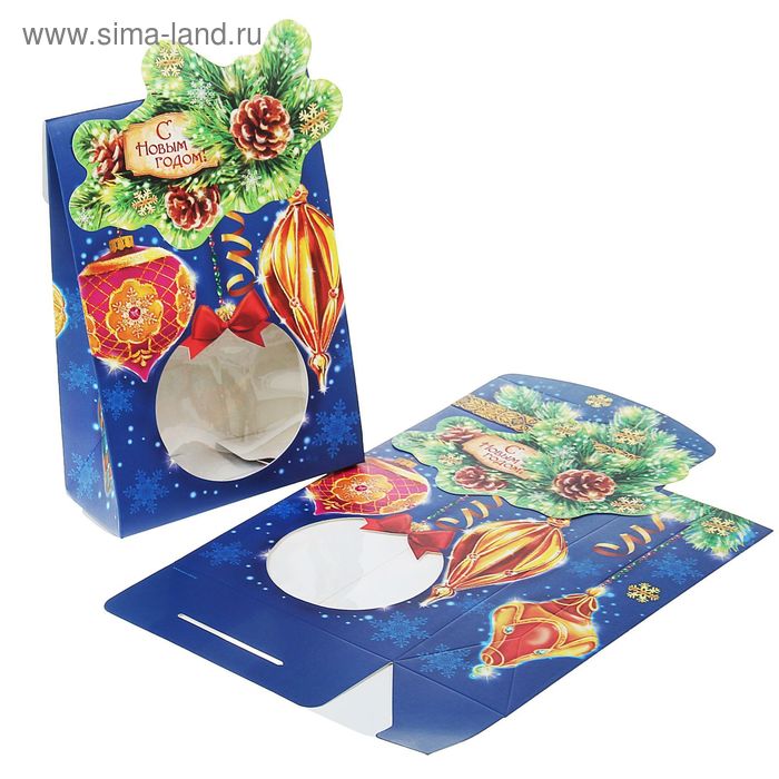 Коробка сборная фигурная «Новогодние игрушки», 15 × 22 см - Фото 1