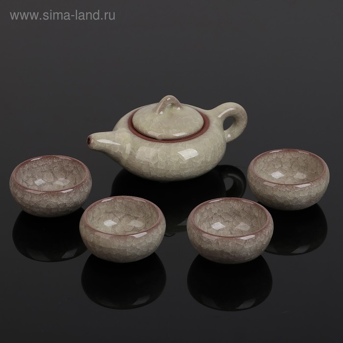Набор для чайной церемонии «Искушение», 5 предметов: чайник 150 мл, чашка 50 мл, цвет коричневый - Фото 1