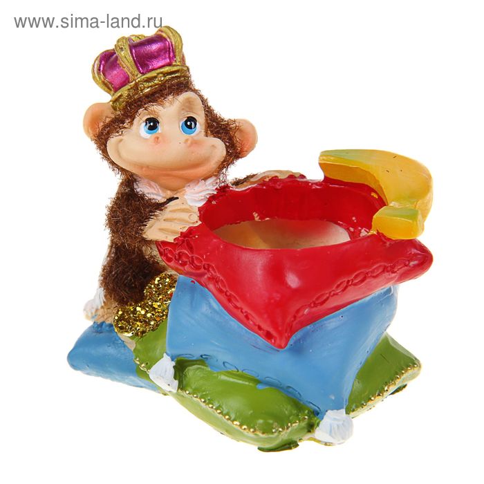 Сувенир полистоун "Карандашница обезьянка монарх с подушками" бархатистый, МИКС, 7х5,5х6,5 см 1055 - Фото 1