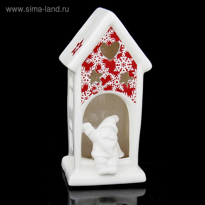 Сувенир керамика "Домик Деда Мороза" световой, 13х6,3х6,2 см - Фото 1