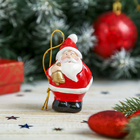Сувенир керамика "Дед Мороз с колокольчиком" 6,9х4,4х3 см - Фото 1