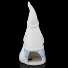 Подсвечник керамика "Дед мороз с мешком подарков" снежинки на голубом, 22,6х10,3х7,6 см - Фото 4