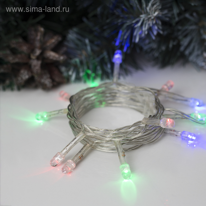 Гирлянда "Нить" 1.2 м, LED-12-220V, мигает, нить прозрачная, свечение мульти (RG/RB) - Фото 1