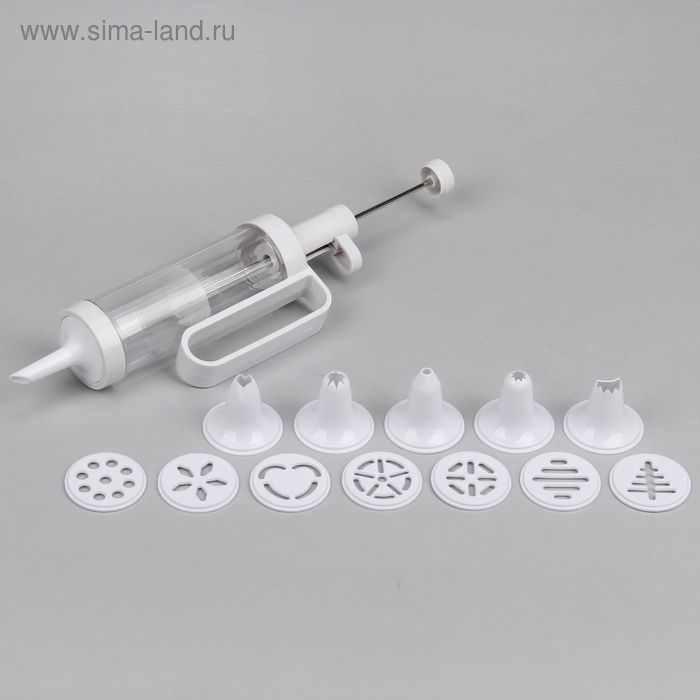 Шприц кондитерский, 6 насадок для крема и 7 насадок для теста - Фото 1