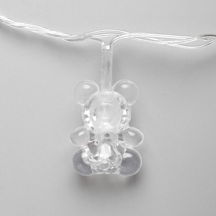 Гирлянда «Нить» 5 м с насадками «Мишки», IP20, прозрачная нить, 20 LED, свечение мульти (RG/RB), мигание, 220 В - фото 1927258356