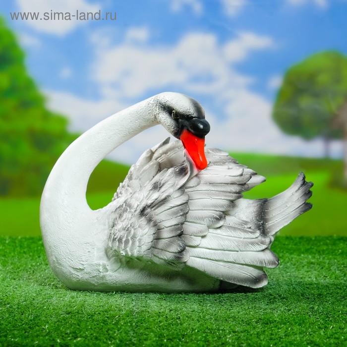 Садовая фигура "Лебеди" новые белые 18х30х28см - Фото 1
