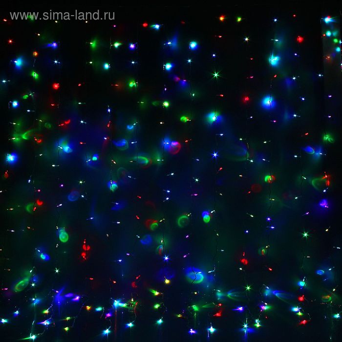 ЗАНАВЕС ECO. IP20, УМС вилка, Ш:2 м, В:1.5 м, Н.С. LED-360-220V, моргает, МУЛЬТИ (RGB) - Фото 1