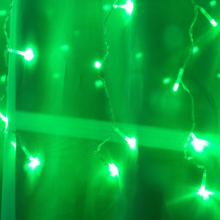 Гирлянда «Занавес» 2 × 1.5 м, IP20, прозрачная нить, 360 LED, свечение зелёное, 8 режимов, 220 В - фото 1908253500