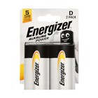 Батарейка алкалиновая Energizer +PowerSeal, D, LR20-2BL, 1.5В, блистер, 2 шт. 190605 - фото 11489387