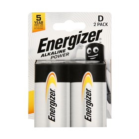 Батарейка алкалиновая Energizer +PowerSeal, D, LR20-2BL, 1.5В, блистер, 2 шт. 190605