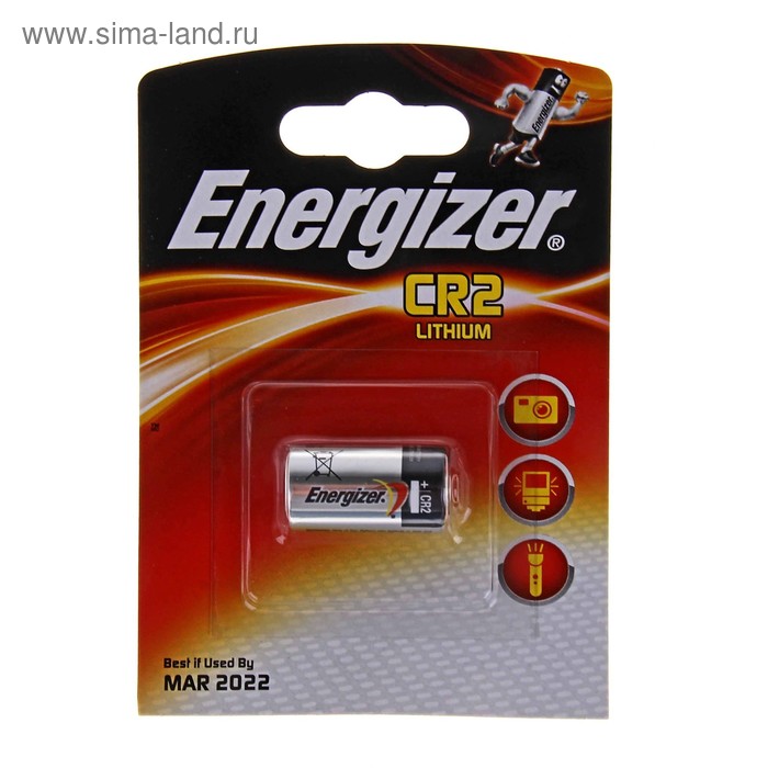 Батарейка литиевая Energizer, CR2-1BL, для фото, 3В, блистер, 1 шт. - Фото 1