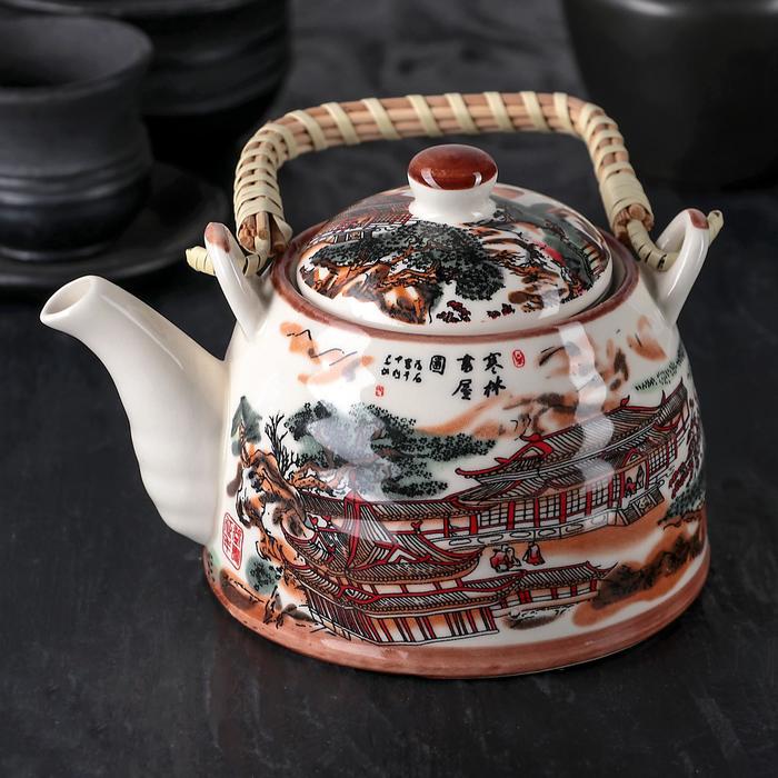 Чайник керамический заварочный с металлическим ситом «Пейзаж», 600 мл - Фото 1