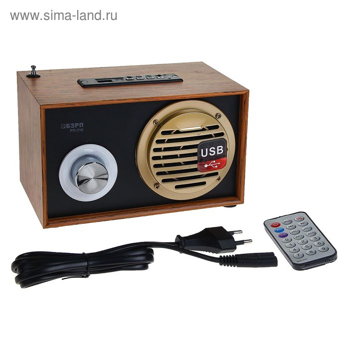 Радиоприемник "БЗРП" РП-316, 220 Вт, 2 динамика, расширенный УКВ, USB, SD - Фото 1