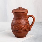 Кувшин с крышкой "Резной", декор, глазурь, красная глина, 1 л, микс - Фото 2