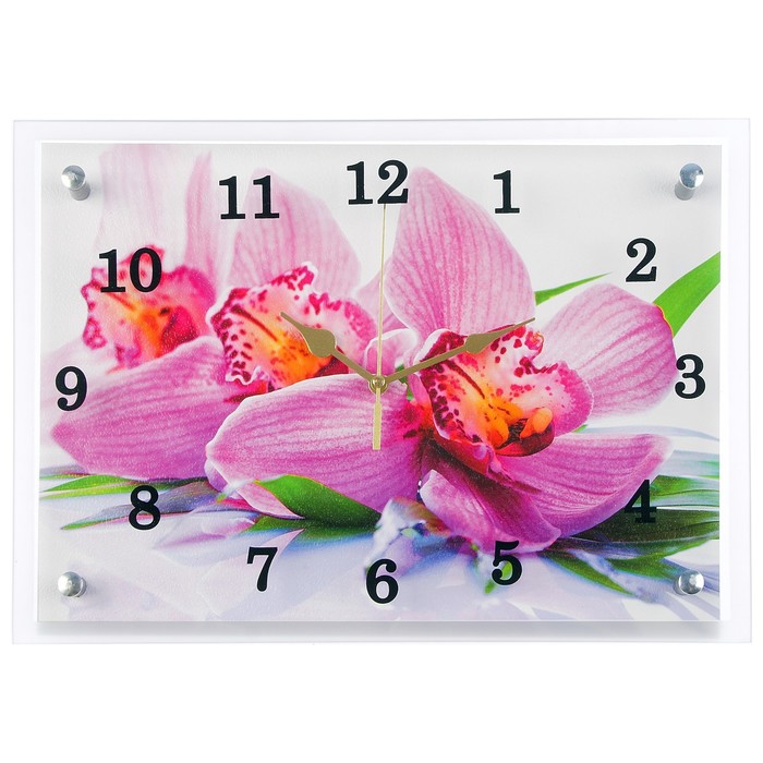 Часы настеные, интерьерные "Орхидея", бесшумные, 25 х 35 см - Фото 1