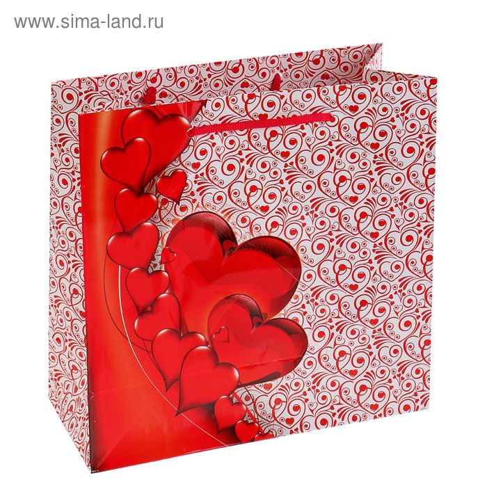 Пакет подарочный "Карминовое сердце" 23 х 22.5 х 10 см - Фото 1