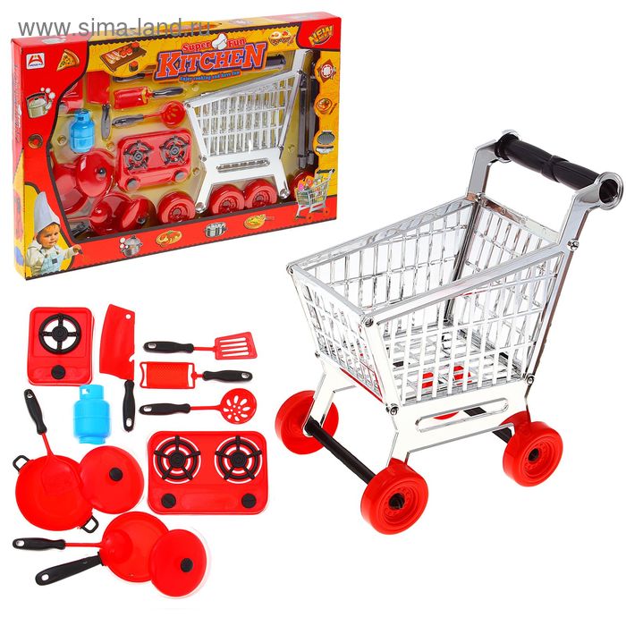 Игровой набор "Тележка с посудой", разборная, высота: 30 см. - Фото 1