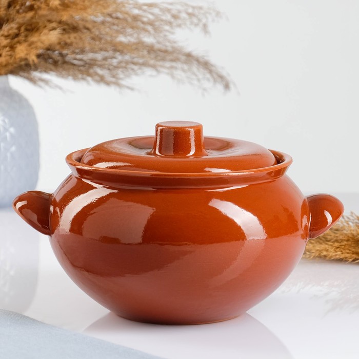 Жаровня Кунгурская керамика «Стандарт», 2 л, с ручками, керамика, коричневая - Фото 1