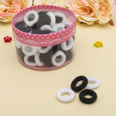 Резинки для волос "Махрушка" (набор 72 шт) чёрный белый