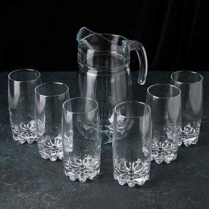 Набор питьевой стеклянный Sylvana, графин 1,35 л, стаканы 385 мл, 6 шт - Фото 1