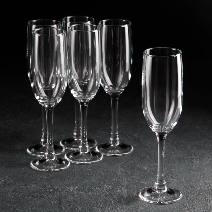 Набор стеклянных бокалов для шампанского Imperial plus, 155 мл, 6 шт - фото 1908253599