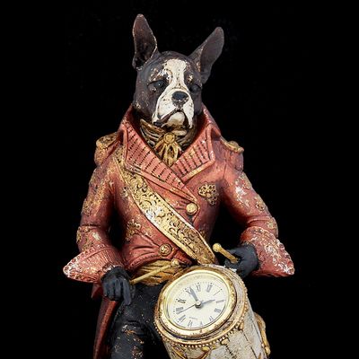 Фигурка полистоун «Английский шарж. Бульдог барабанщик с часами», 39×12×14.5 см