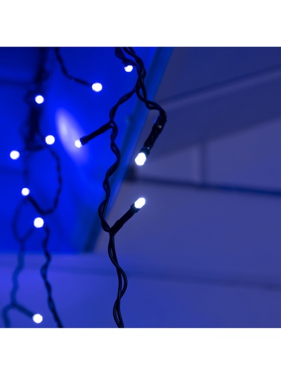 Гирлянда «Бахрома» 4×0.6 м, IP44, тёмная нить, 180 LED, свечение синее, мерцание белым, 220 В