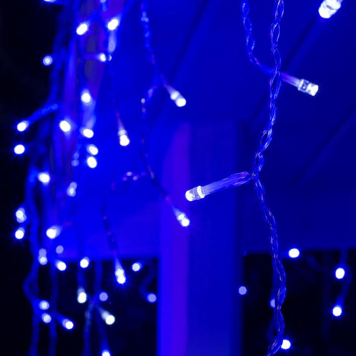 Гирлянда «Бахрома» 4 × 0.6 м, IP44, прозрачная нить, 180 LED, свечение синее, мерцание белым, 220 В - фото 1884721834