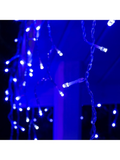 Гирлянда «Бахрома» 4×0.6 м, IP44, прозрачная нить, 180 LED, свечение синее, мерцание белым, 220 В