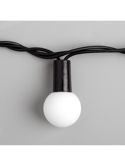 Гирлянда «Нить» 10 м с насадками «Шарики 2.5 см», IP44, тёмная нить, 100 LED, свечение бело-синее, мигание, 220 В