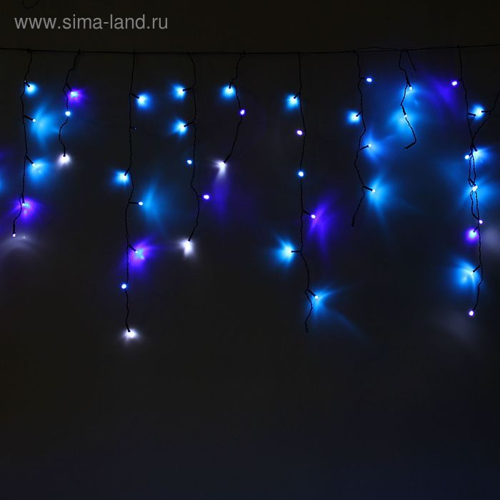 БАХРОМА, Ш:1.2 м, В:0.6 м, Н.Т. LED-60/15-220V, эффект мерцания, СИНЕ-БЕЛЫЙ - Фото 1