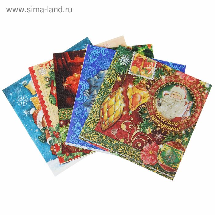 Набор салфеток для декупажа (5 штук) «Новогоднее торжество», 33 × 33 см - Фото 1