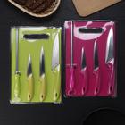 Набор кухонных принадлежностей, 5 предметов: ножи 9 см, 12 см, 15 см, мусат, доска, МИКС - Фото 3