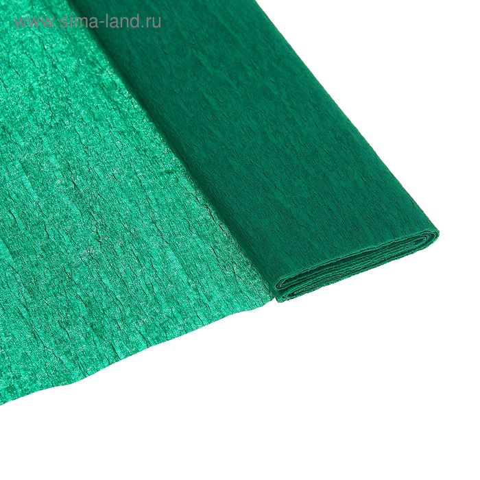 Бумага крепированная 50 х 200 см, в рулоне, 32 г/м2, зелёный - Фото 1