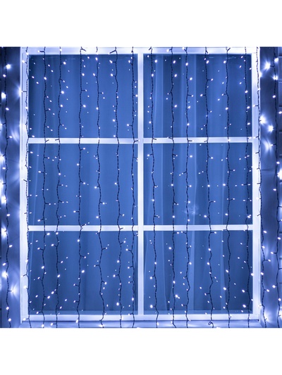 Гирлянда «Занавес» 2×3 м, IP44, УМС, тёмная нить, 760 LED, свечение белое, 220 В