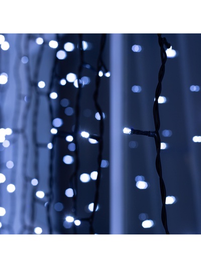 Гирлянда «Занавес» 2×3 м, IP44, УМС, тёмная нить, 760 LED, свечение белое, 220 В