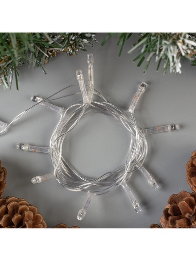 Гирлянда «Нить» 1.2 м, IP20, прозрачная нить, 12 LED, свечение мульти, фиксинг, 220 В
