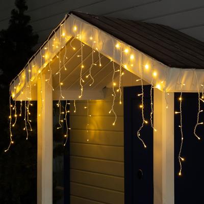 Гирлянда «Бахрома» 3×0.6 м, IP44, УМС, белая нить, 160 LED, свечение тёплое белое, 220 В